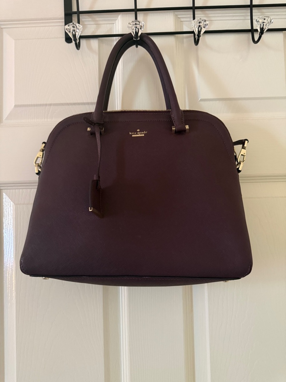 kate spade plum dome satchel with gold-tone hardware